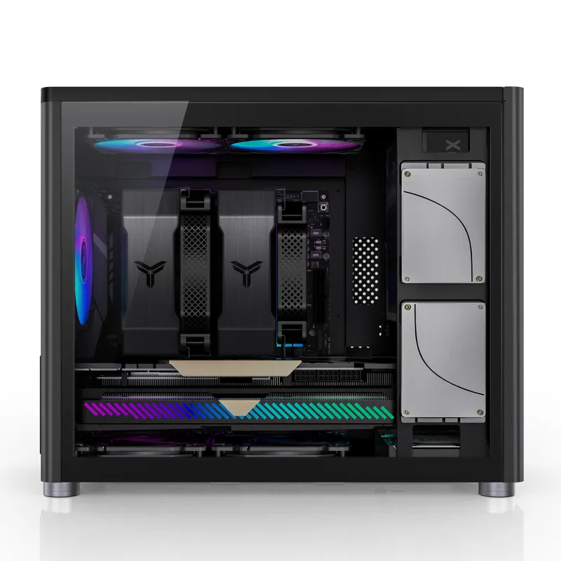 Jonsbo D30, tempered glass -Micro-ATX chassi, svart