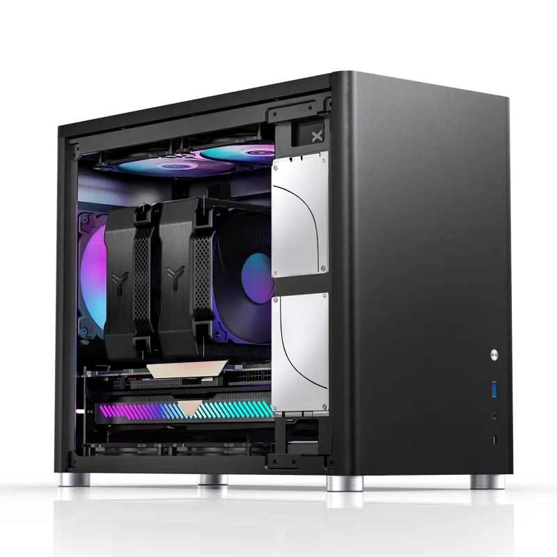 Jonsbo D30, tempered glass -Micro-ATX chassi, svart