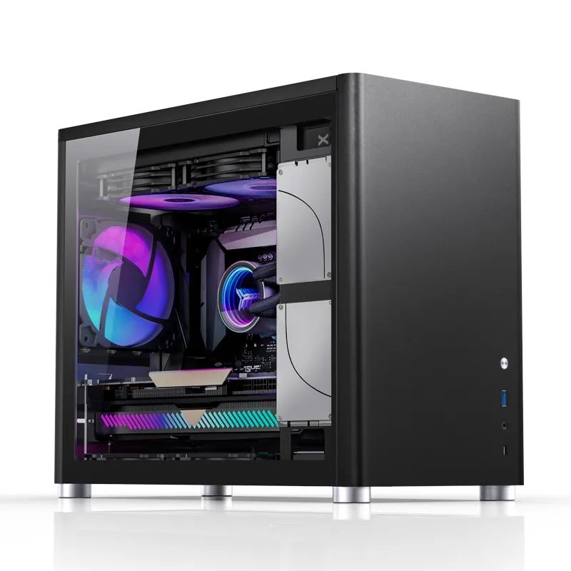 Jonsbo D30, tempered glass -Micro-ATX chassi, svart