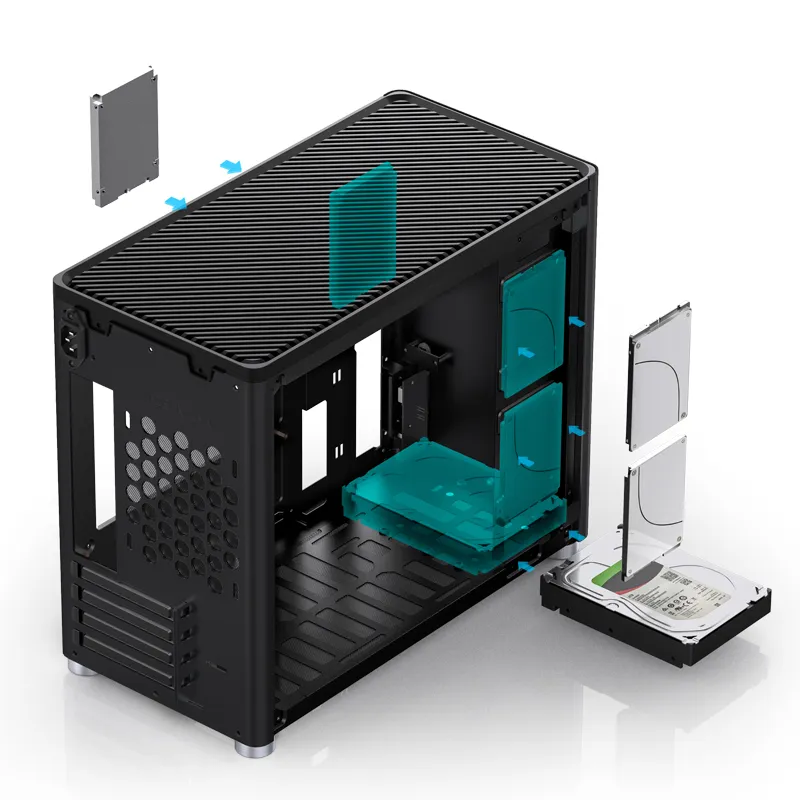 Jonsbo D30, tempered glass -Micro-ATX chassi, svart