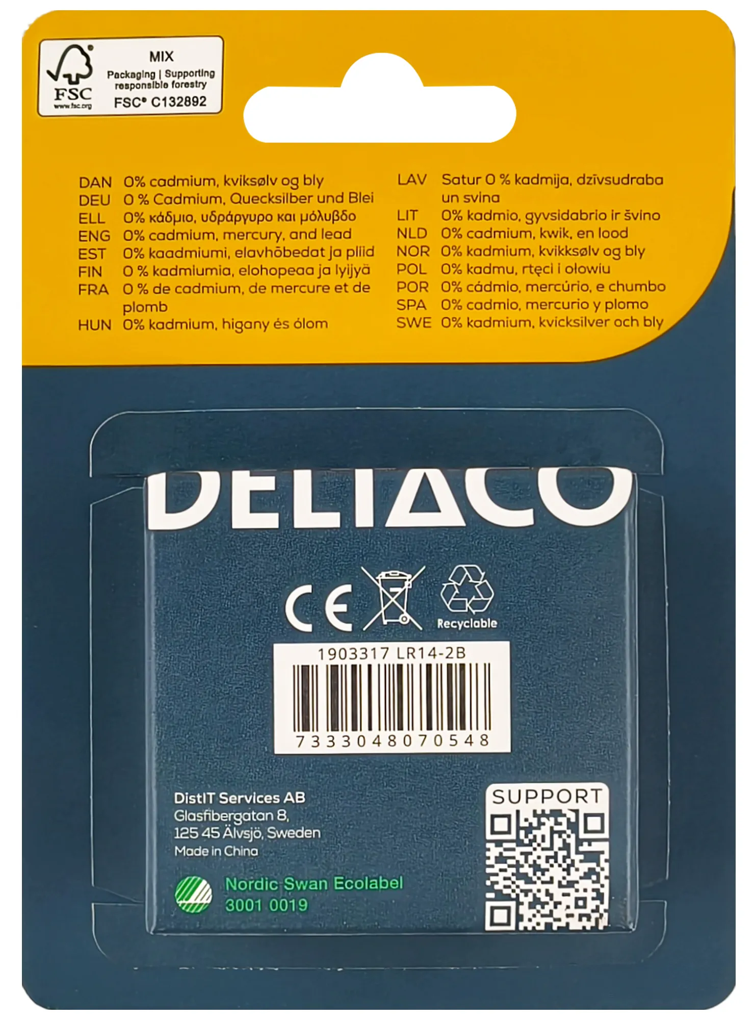 DELTACO C/LR14 2-Pack - Alkaline battery