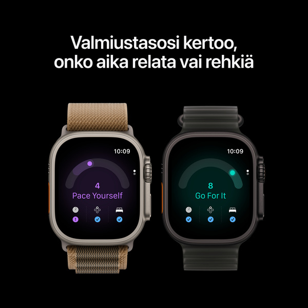 Apple Watch Ultra 4 49 mm titanboett svart med terr&auml;ngloop bourgogne, S/M