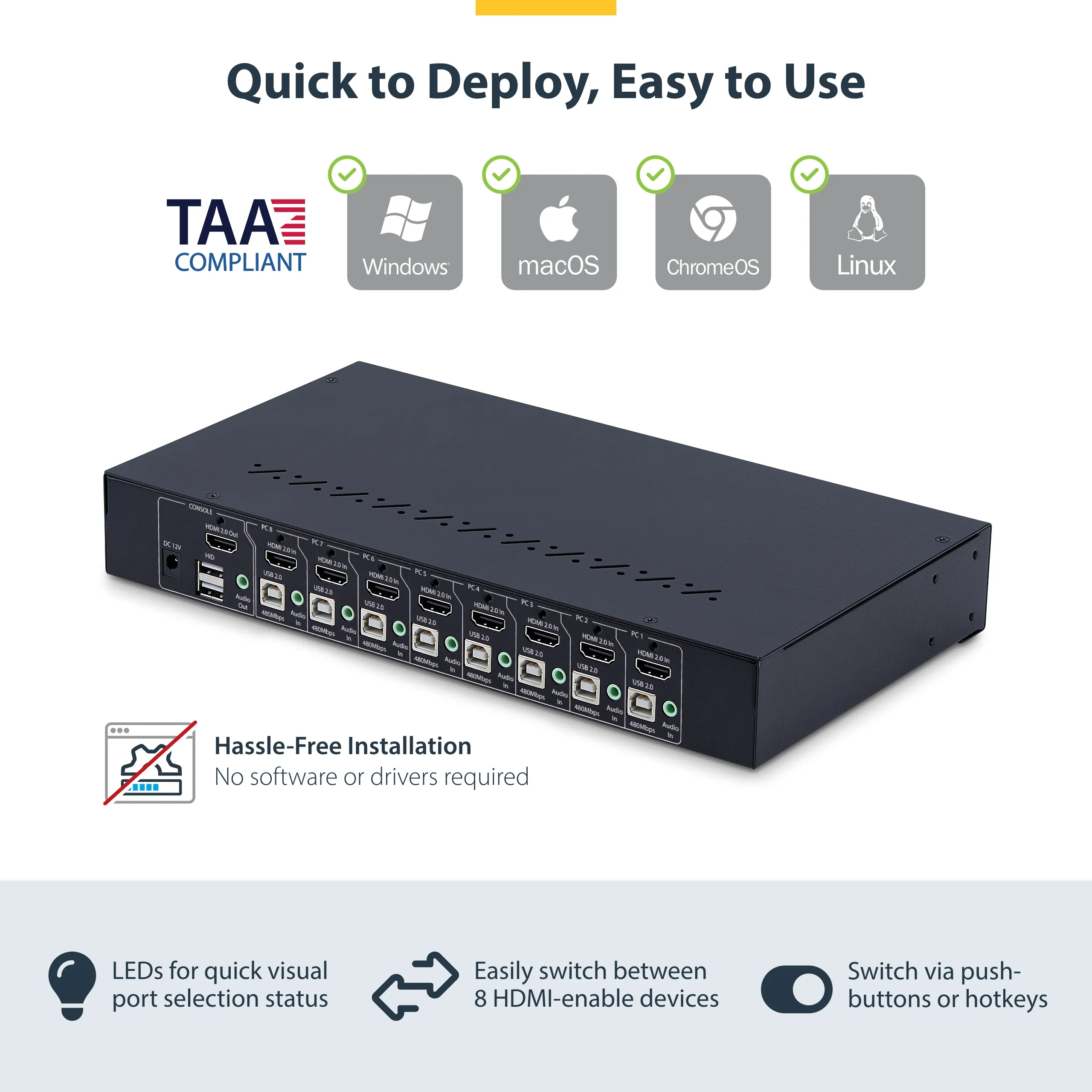 Startech 8-Port HDMI 4K 60Hz KVM - switch