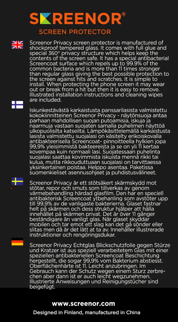 Screenor Tempered, iPhone 17 Pro Max / 16 Pro Max - sk&auml;rmskydd, Privacy