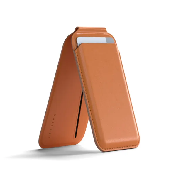 Satechi Vegan-Leather Magnetic Wallet Stand, Orange
