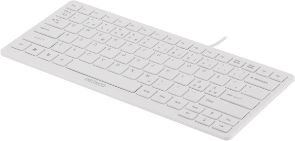 DELTACO tunt minitangentbord, USB, vit