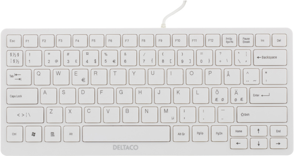 DELTACO tunt minitangentbord, USB, vit
