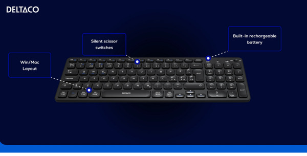 DELTACO TB-902 Wireless Keyboard, Black
