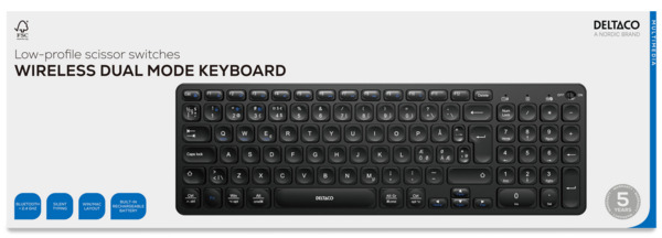 DELTACO TB-902 Wireless Keyboard, Black