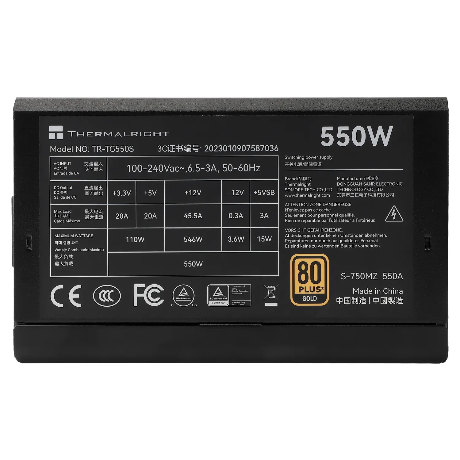 Thermalright TR-TG 550S 550W - PSU, 80 Plus Gold
