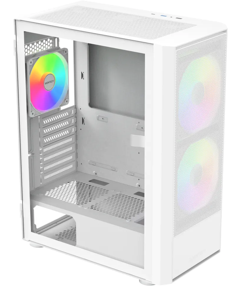 Montech X2 Plus Midi-Tower Case with window and RGB lighting, White