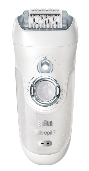 BRAUN EPILAATTORI SE7561W&amp;D + FG1100 bikinitrimmeri,  Wet &amp; Dry ladattava epilaattori. K&auml;&auml;ntyv&auml; ajop&auml;&auml; hierontarullilla. Kuiva ja m&auml;rk&auml;ajoon. Smartlight sek&auml; 8