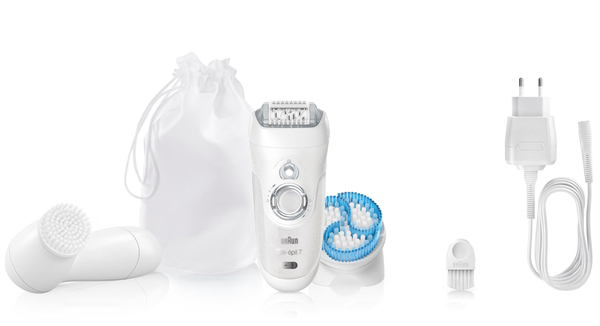 BRAUN EPILAATTORI SE7561W&amp;D + FG1100 bikinitrimmeri,  Wet &amp; Dry ladattava epilaattori. K&auml;&auml;ntyv&auml; ajop&auml;&auml; hierontarullilla. Kuiva ja m&auml;rk&auml;ajoon. Smartlight sek&auml; 8