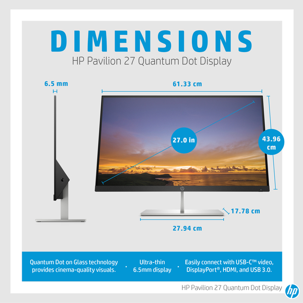 HP 27&quot; Pavilion 27 Quantum Dot, QHD, PLS - monitor