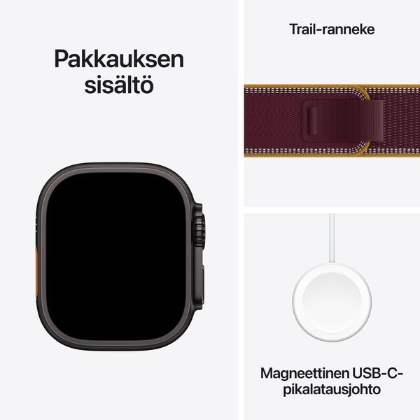 Apple Watch Ultra 4 49mm Black Titanium Case with Burgundy Trail Loop, S/M