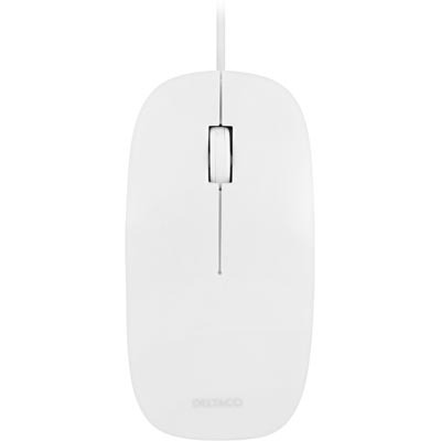 DELTACO optinen minihiiri, 800 DPI, 1,5m, USB, valk