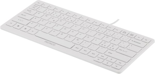DELTACO tunt minitangentbord, USB, vit