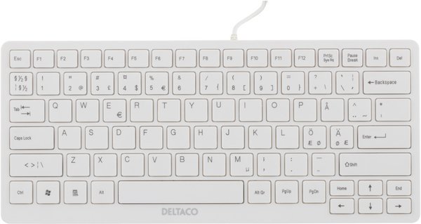 DELTACO tunt minitangentbord, USB, vit
