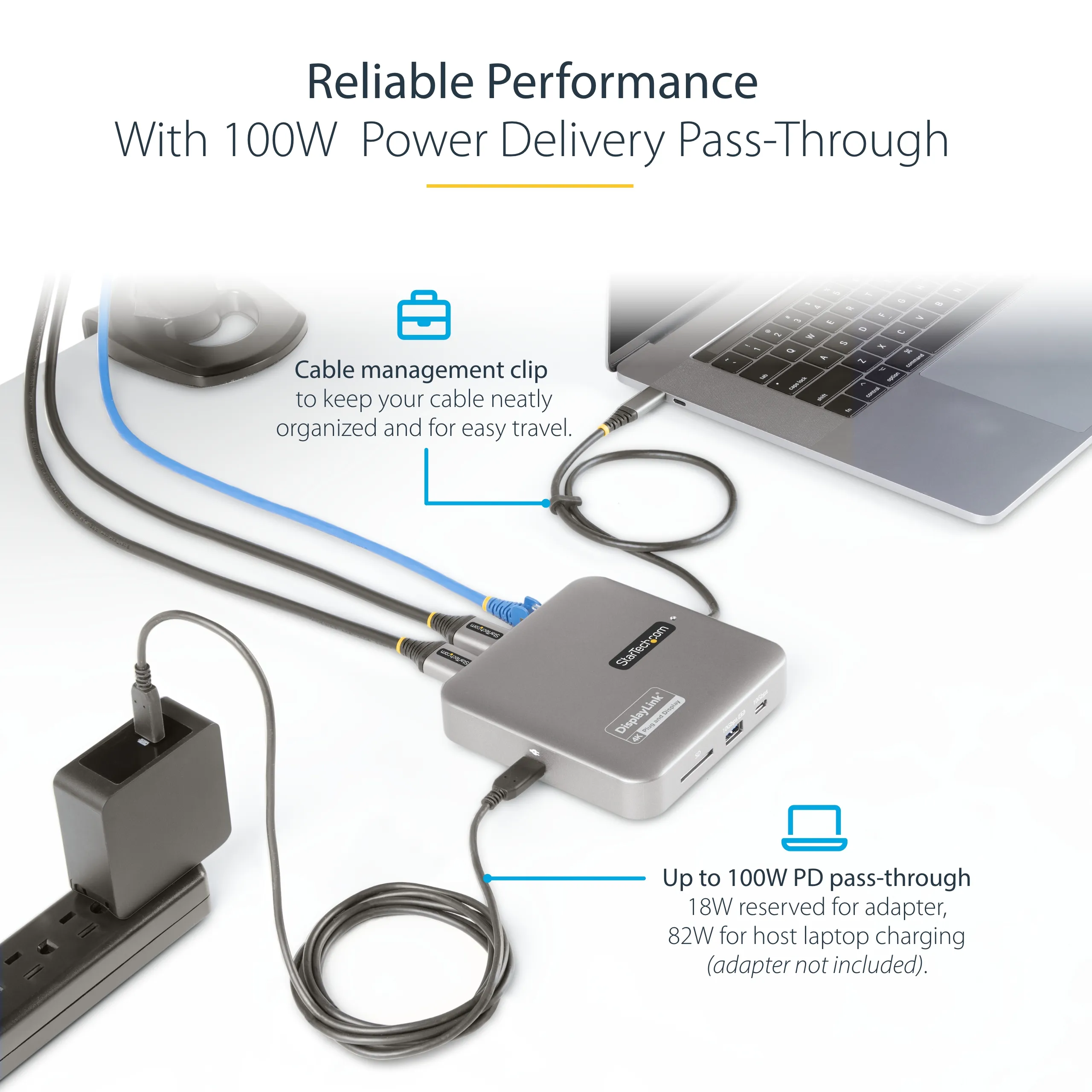 Startech Multiport USB-C 2x HDMI, USB-C/USB-A Hub 100W