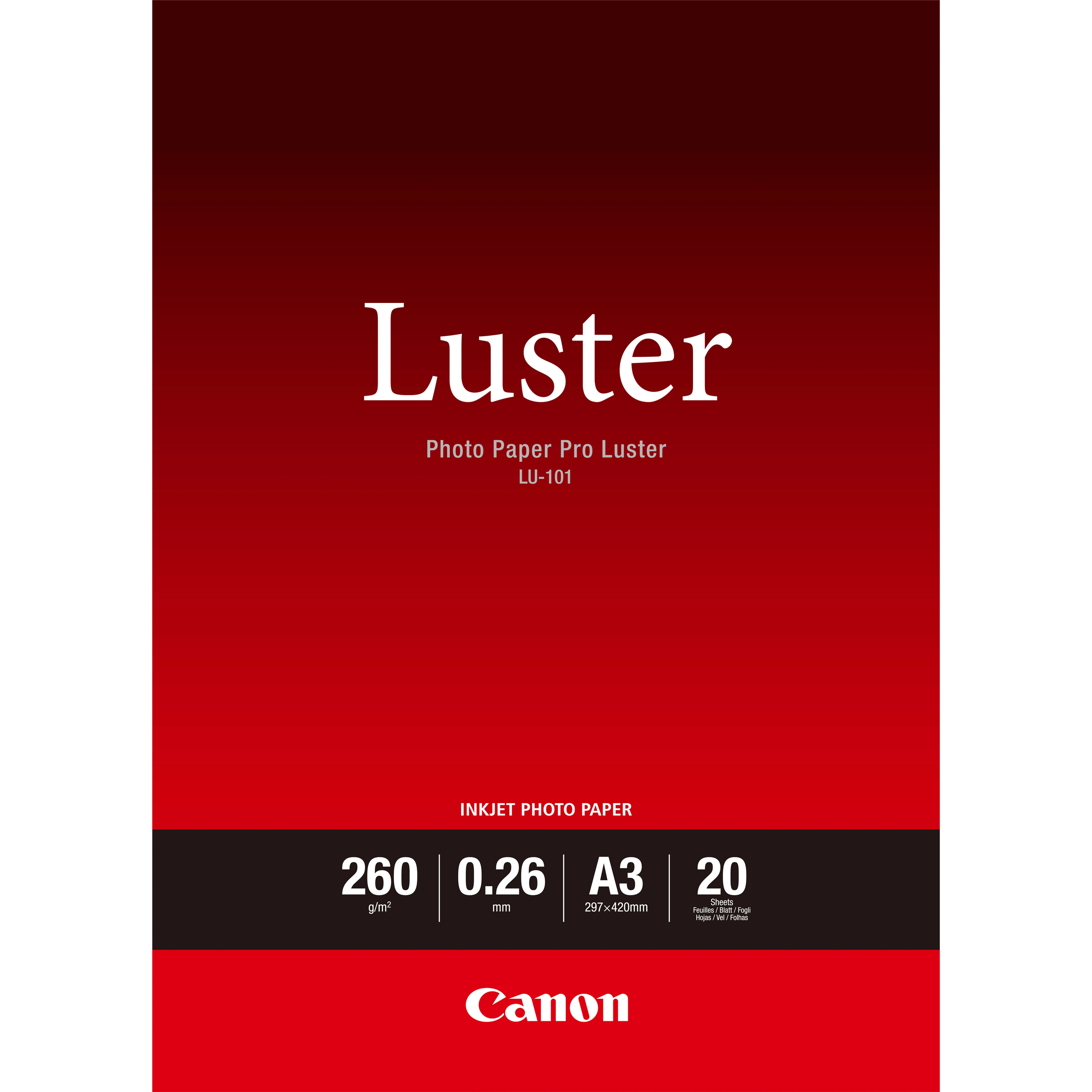 CANON LU-101 Photo Paper Pro Luster A3 20 sheets 260gsm 0.26mm