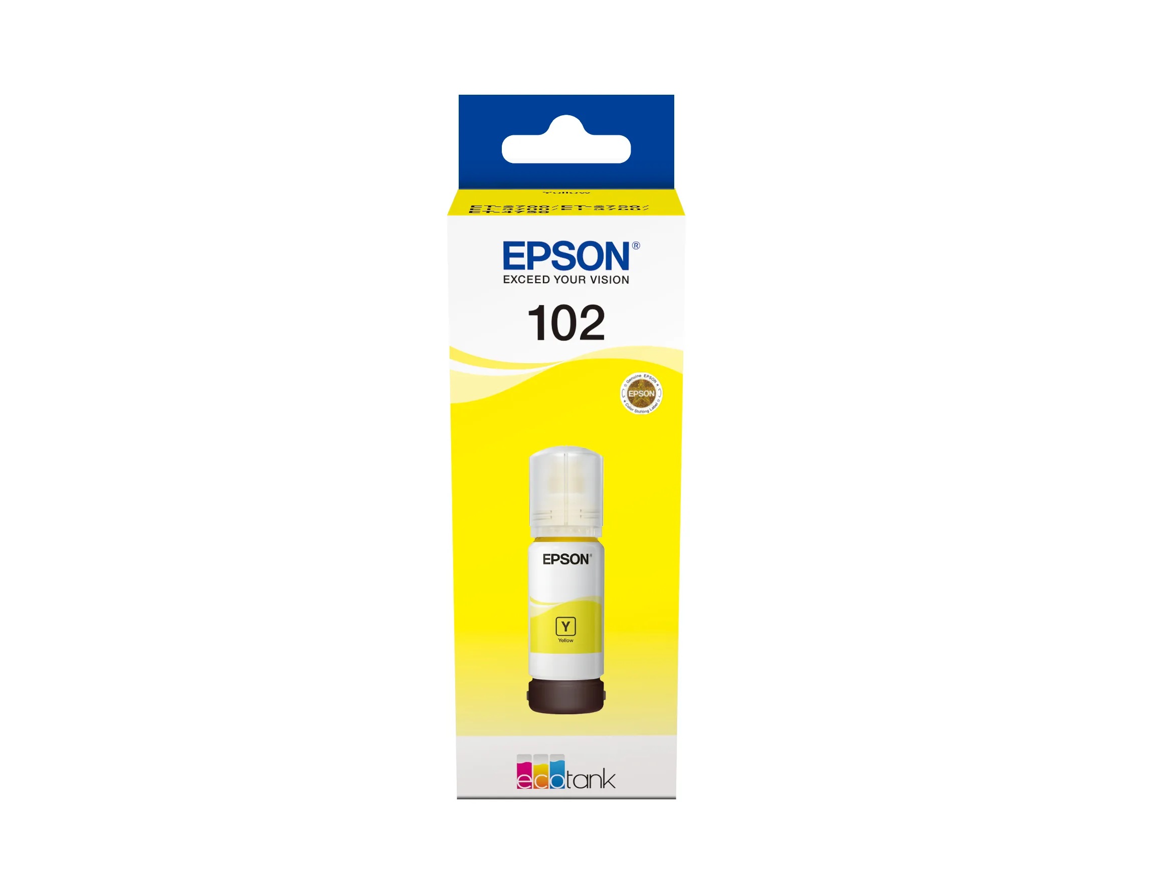 Epson 102 -mustepullo, 70 ml, keltainen