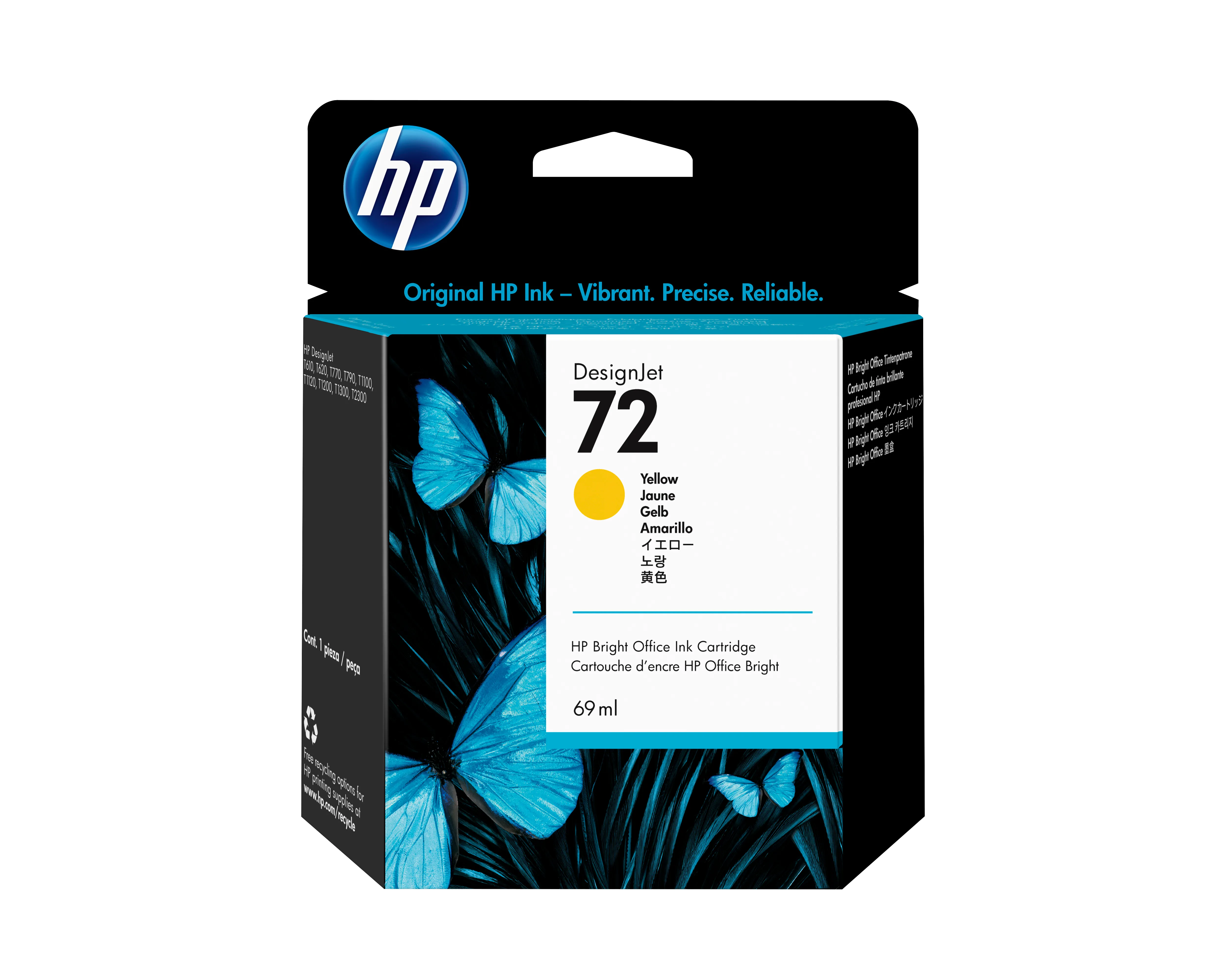 HP 72 -mustekasetti, 69 ml, keltainen