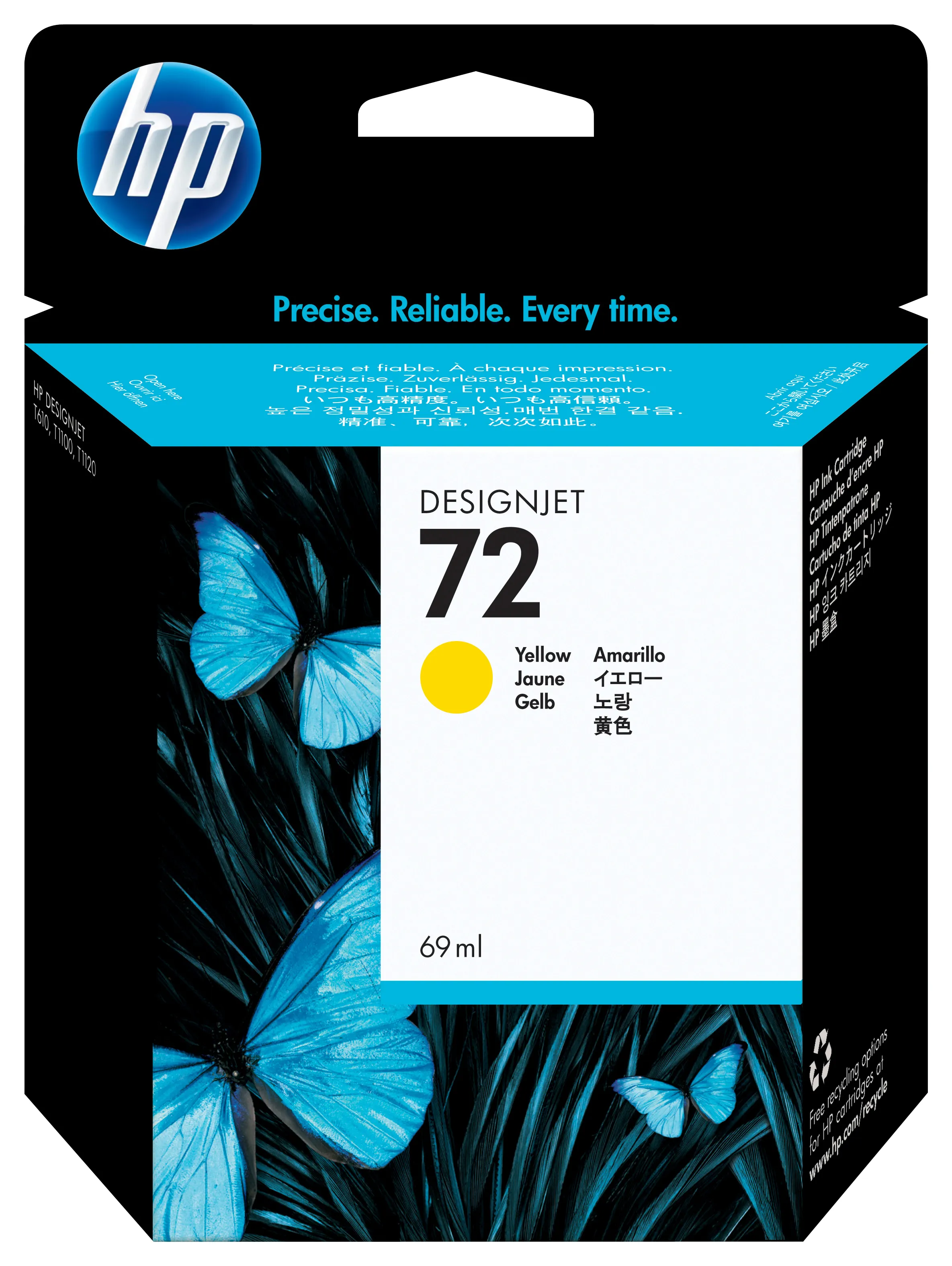 HP 72 -mustekasetti, 69 ml, keltainen