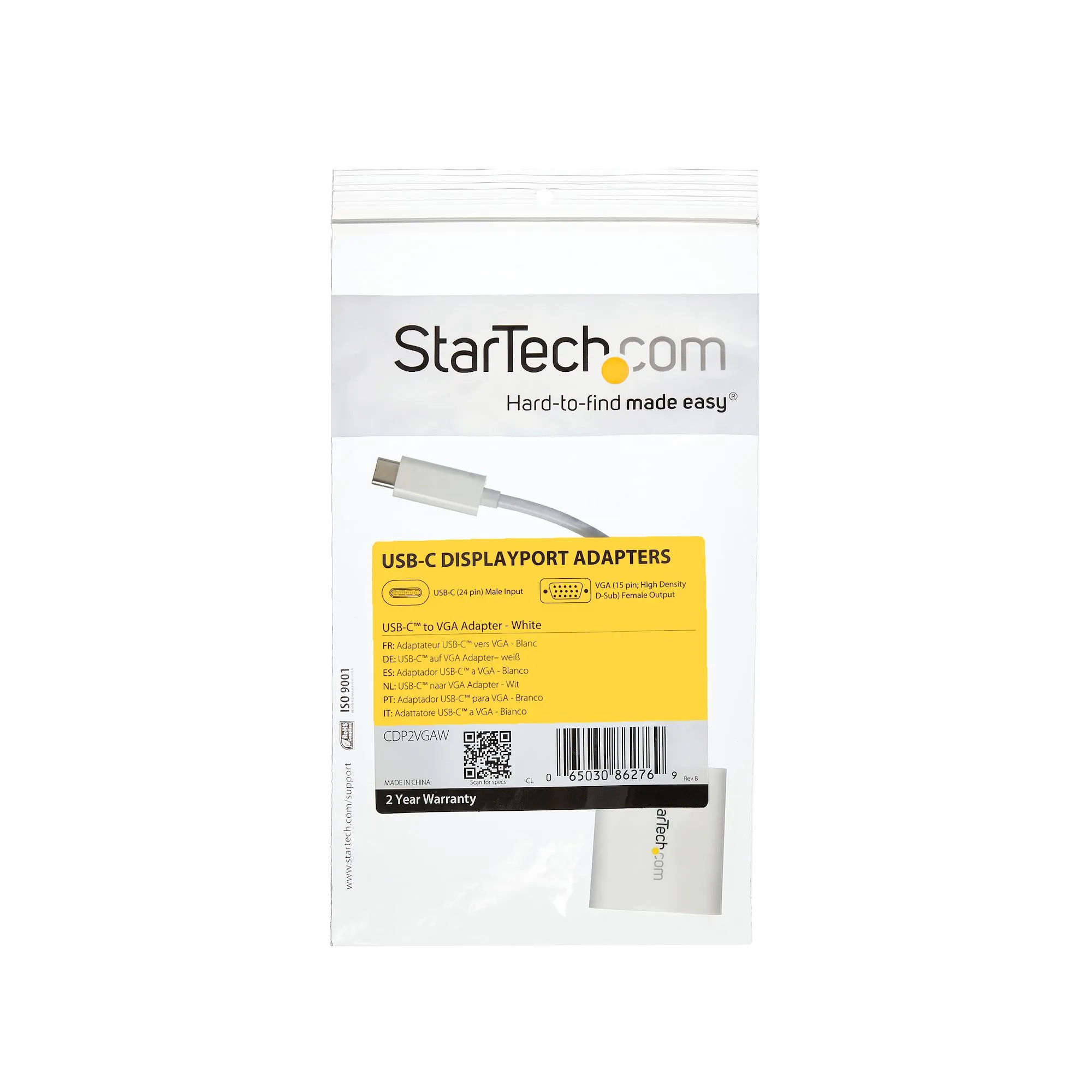 StarTech USB-C to VGA Adapter - adapter, Svart