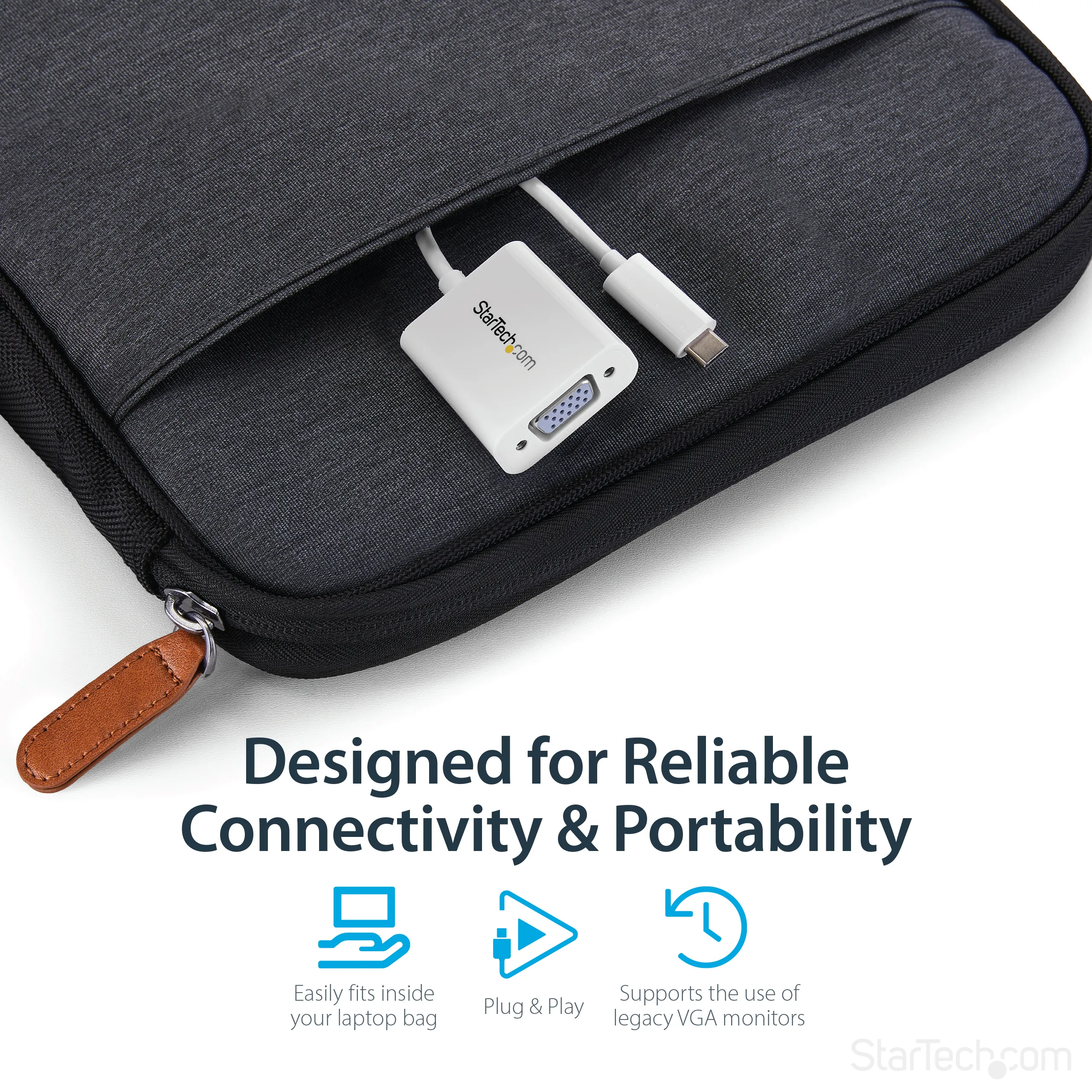 StarTech USB-C to VGA Adapter - adapter, Svart