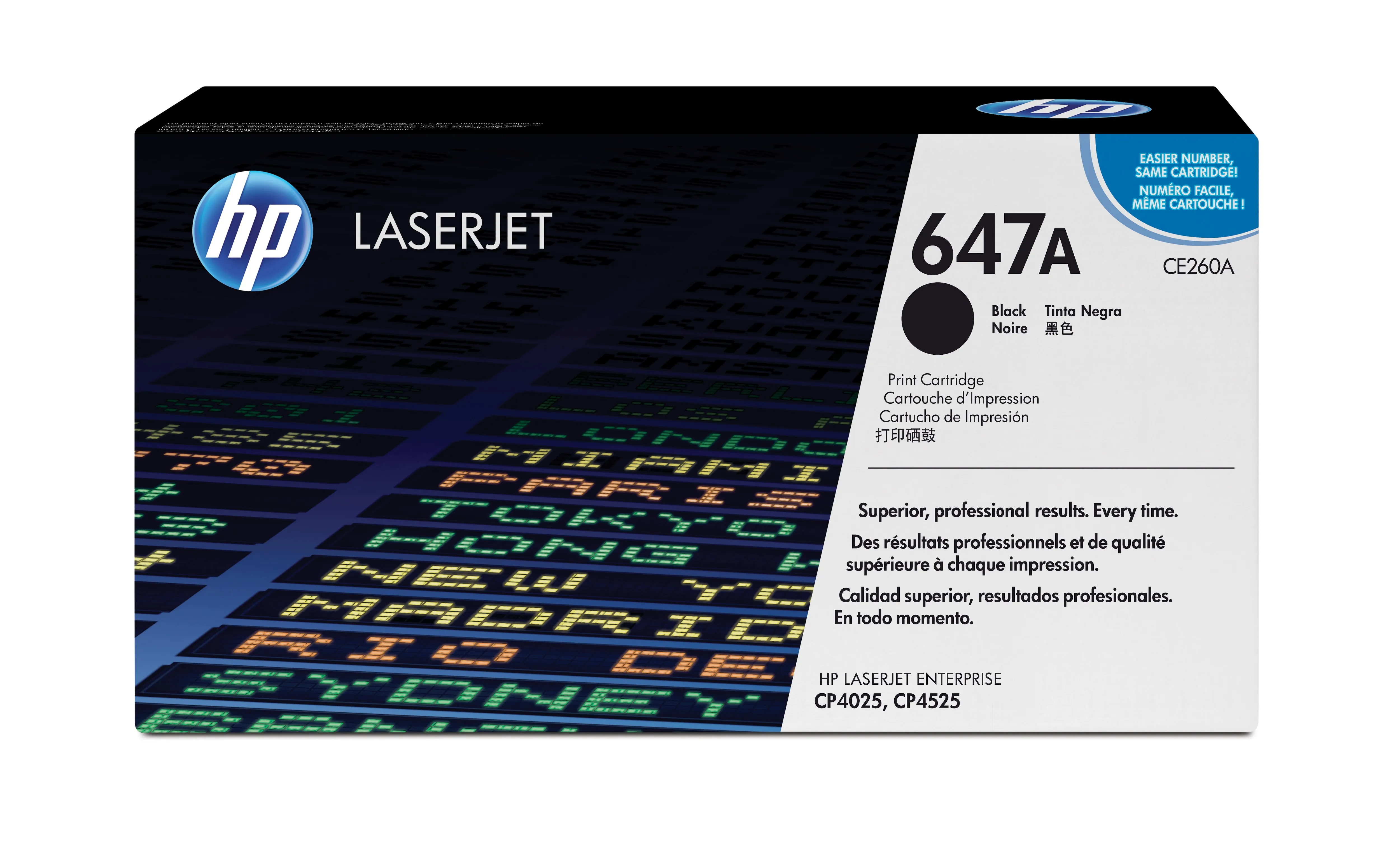 HP Toner CE260A black HV improoved ColorSphere toner Smart Printing Technology Color LaserJet CM4025/CP4525 8500 pages