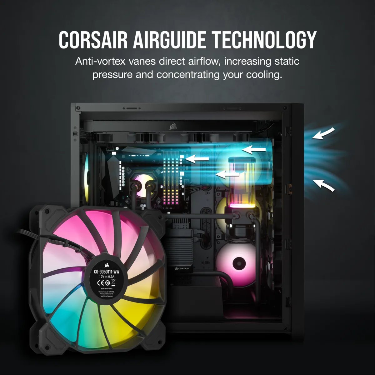 Corsair iCUE SP140 RGB ELITE, 140mm, PWM, Hydraulic Bearing, RGB Fan Kit, 2-pack, Black