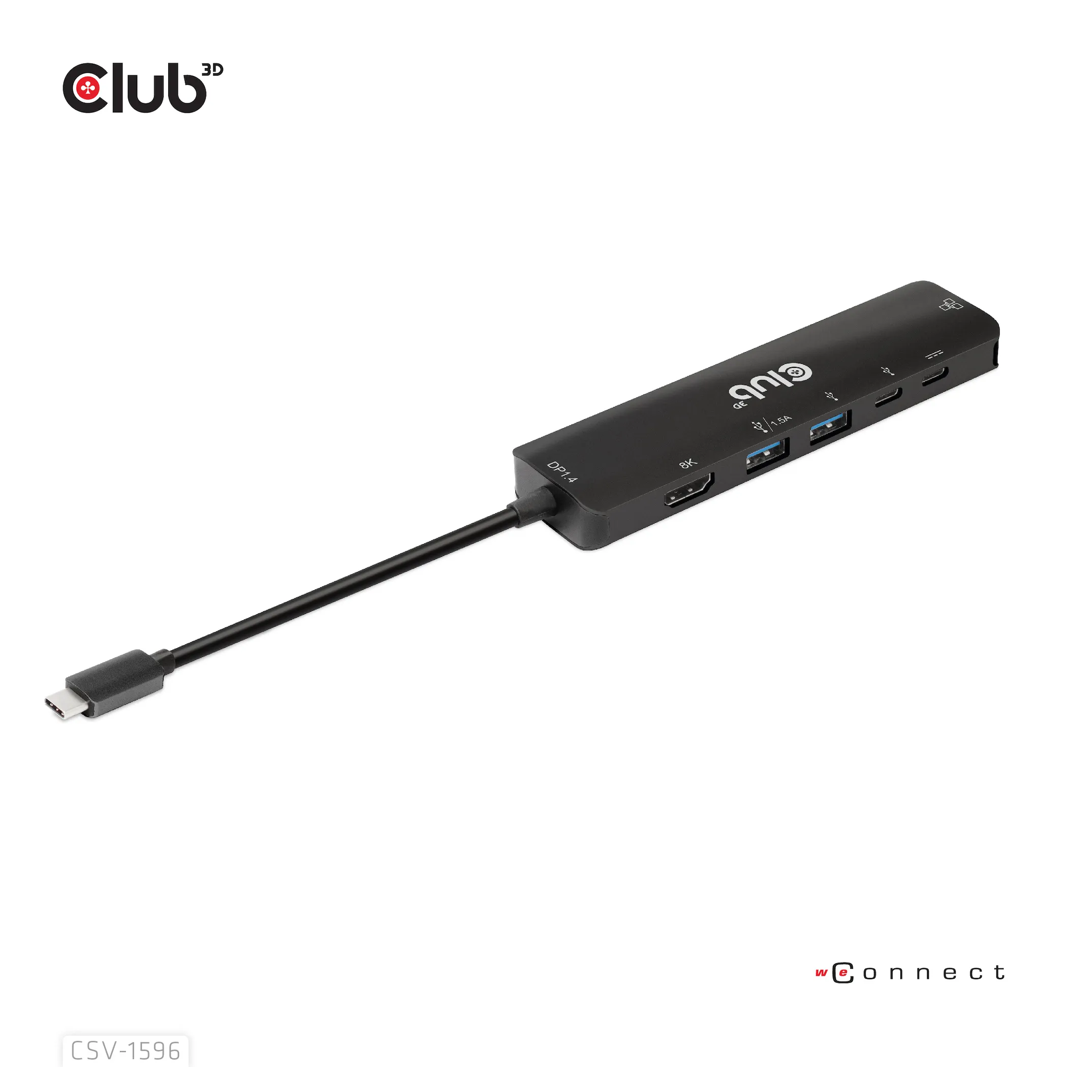 Club 3D 3.1 Gen1 USB-C 6-in-1 - hub, Black