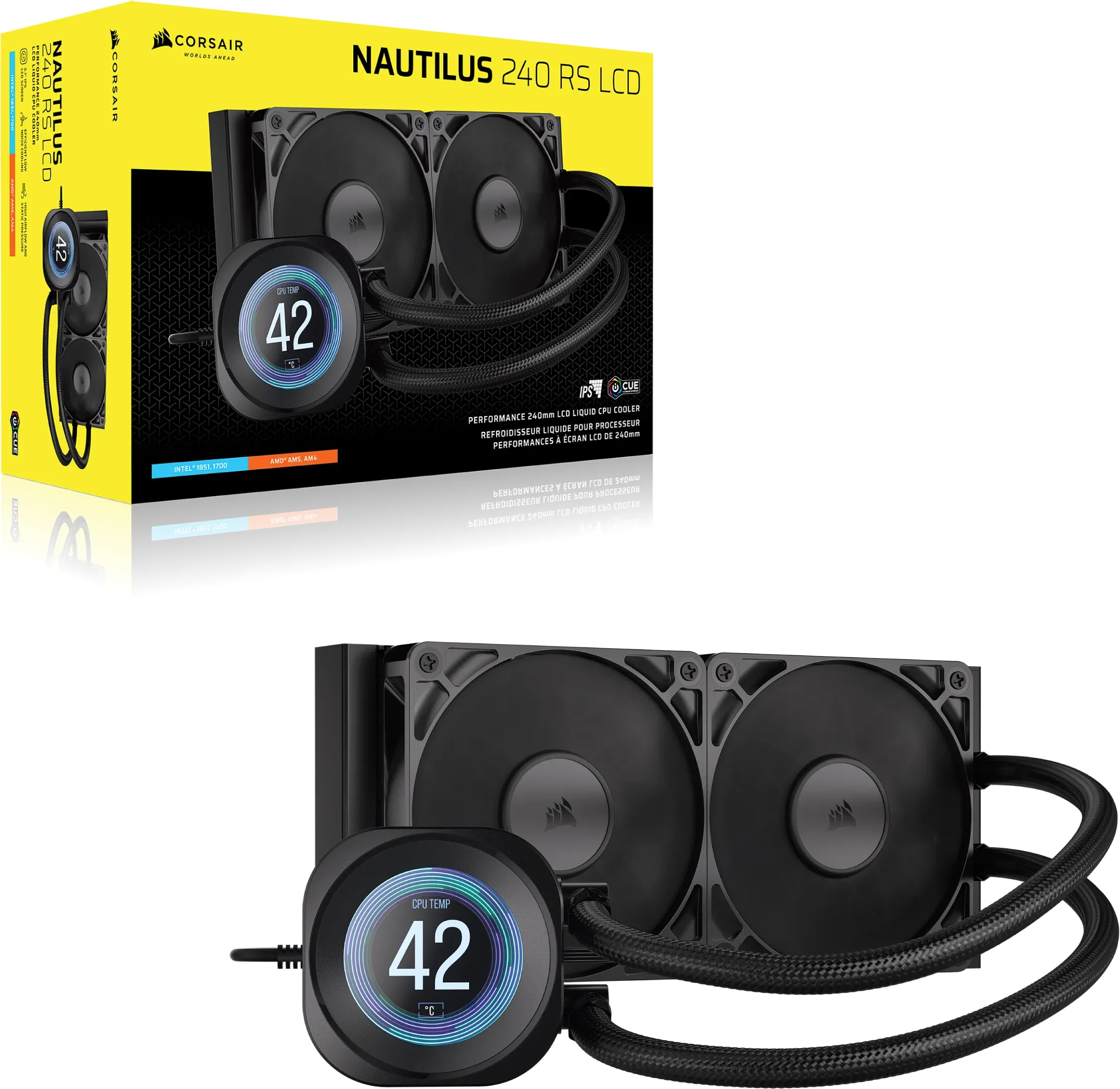Corsair NAUTILUS 240 RS LCD 240mm RGB vätskekylare, svart