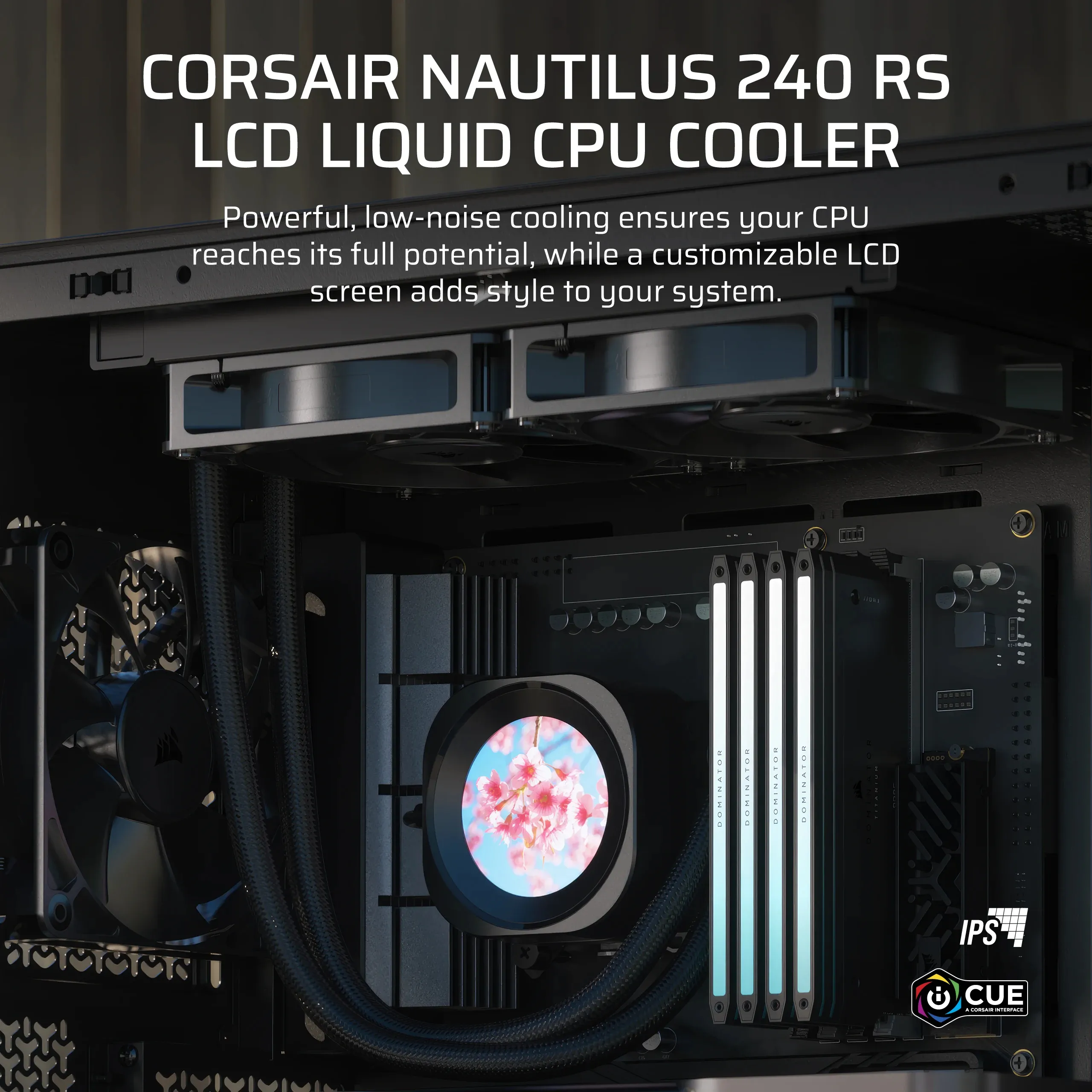 Corsair NAUTILUS 240 RS LCD 240mm RGB v&auml;tskekylare, svart