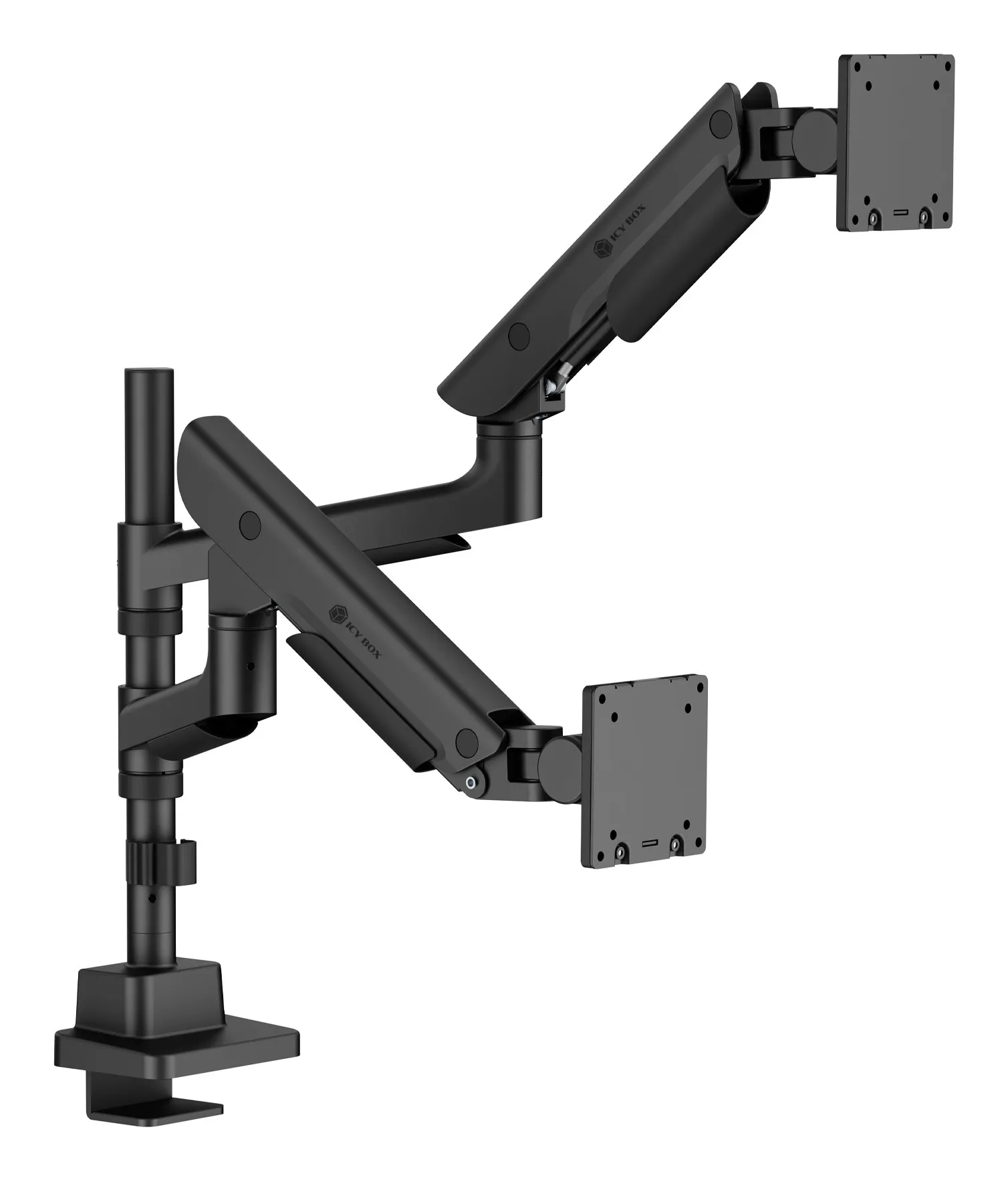 ICY BOX IB-MS702-T Desk Mount, for 2 monitors, 24-57", with gas spring, 54kg, VESA 75/100, Black