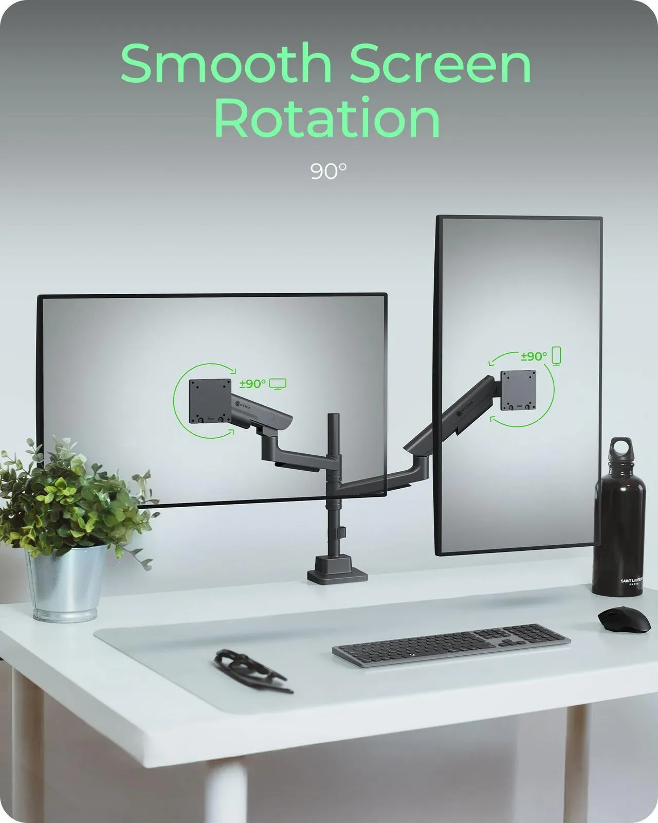 ICY BOX IB-MS702-T Desk Mount, for 2 monitors, 24-57", with gas spring, 54kg, VESA 75/100, Black