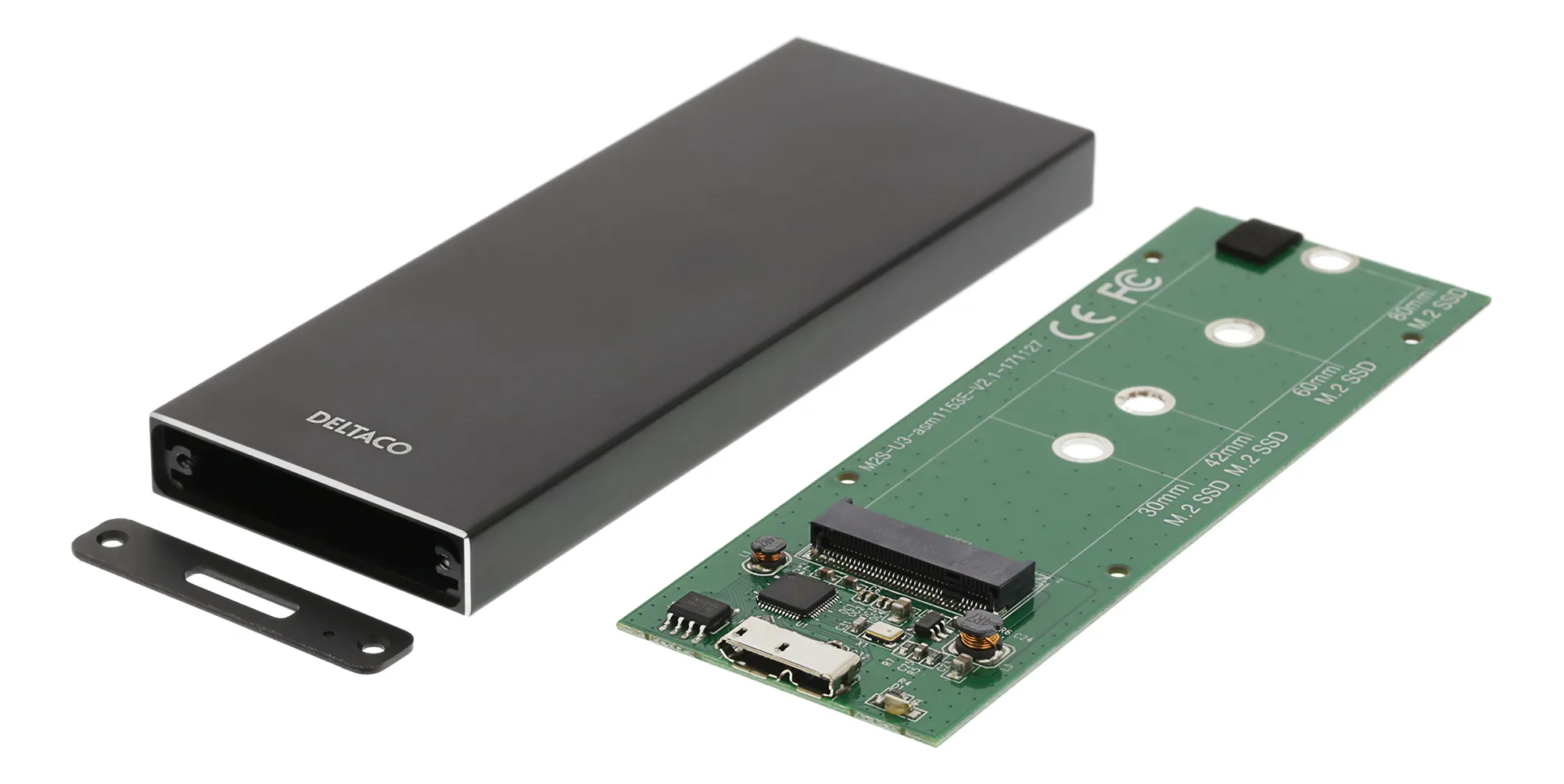 Externt M.2 kabinett, USB 3.0, 5 Gbps, Black