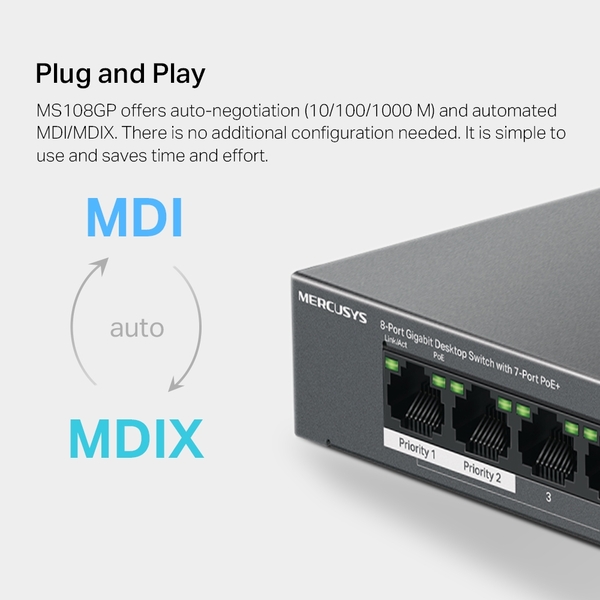 Mercusys MS108GP 8-Port Gigabit PoE+ - switch