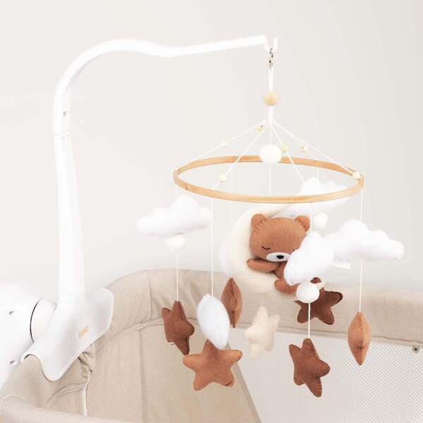 Neno Tedi Cot Carousel - White, Wood, Felt, Plastic