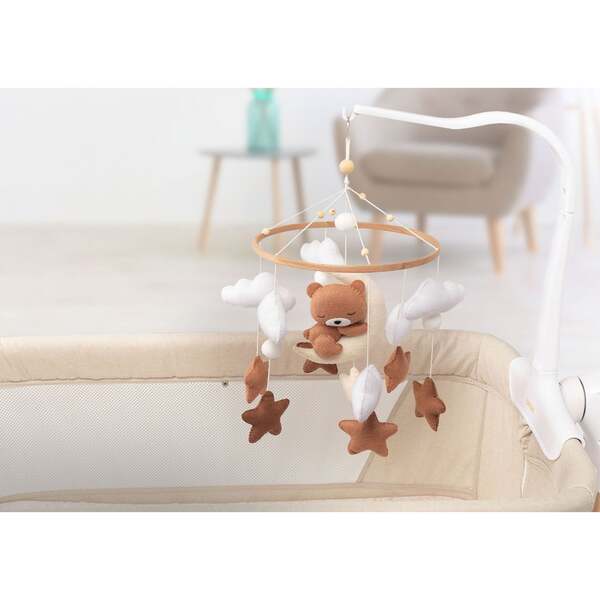 Neno Tedi Cot Carousel - White, Wood, Felt, Plastic