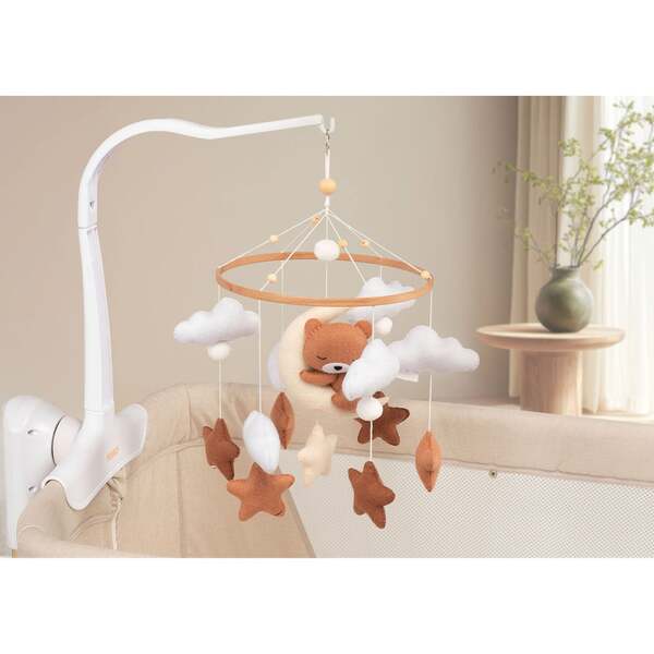 Neno Tedi Cot Carousel - White, Wood, Felt, Plastic