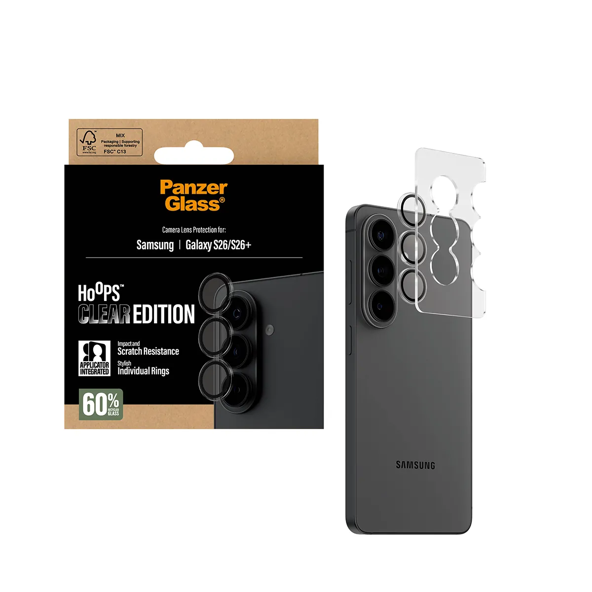 PanzerGlass Hoops Galaxy S26 / S26+ -kameran linssinsuoja