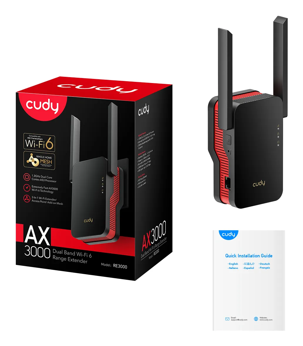 Cudy RE3000 AX3000 Mesh Wi-Fi Wi-Fi signalf&ouml;rst&auml;rkare
