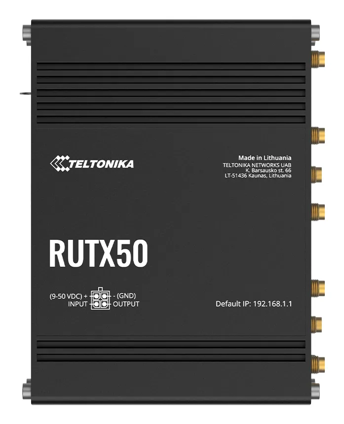 Teltonika RUTX50 -reititin, Wi-Fi 5, Dual-band, 5G, musta