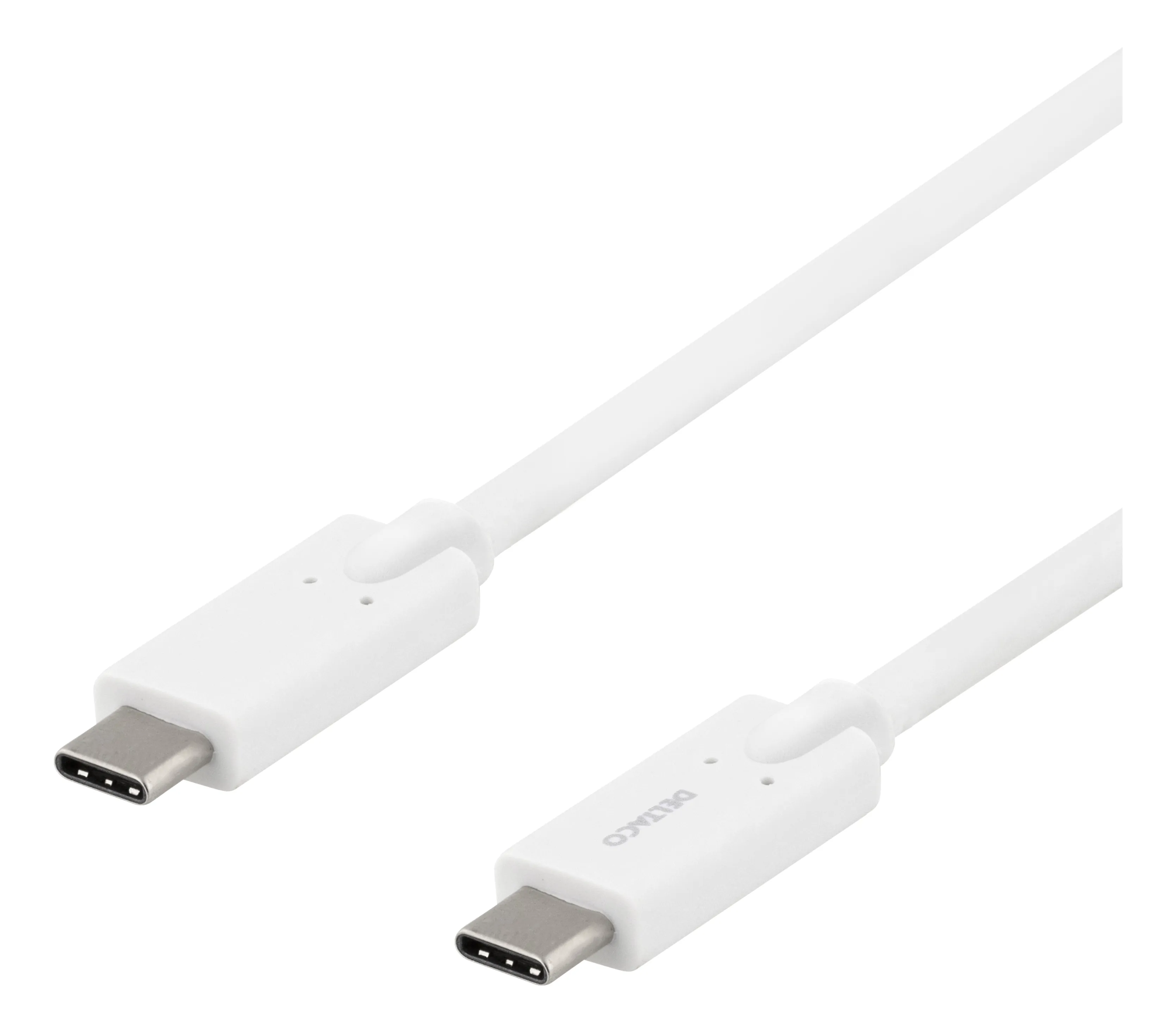 Deltaco USB-C -kaapeli, 100 W, 2 m, valkoinen