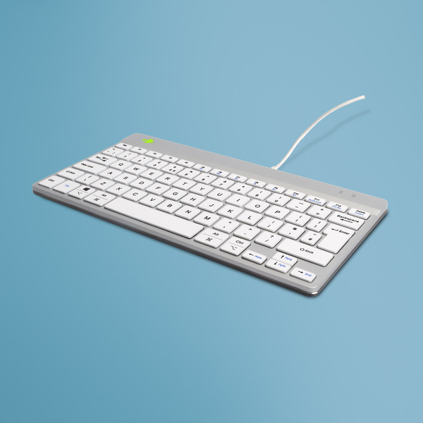 R-Go Compact Break Ergonomic Keyboard, QWERTY (UK layout), Wired - White