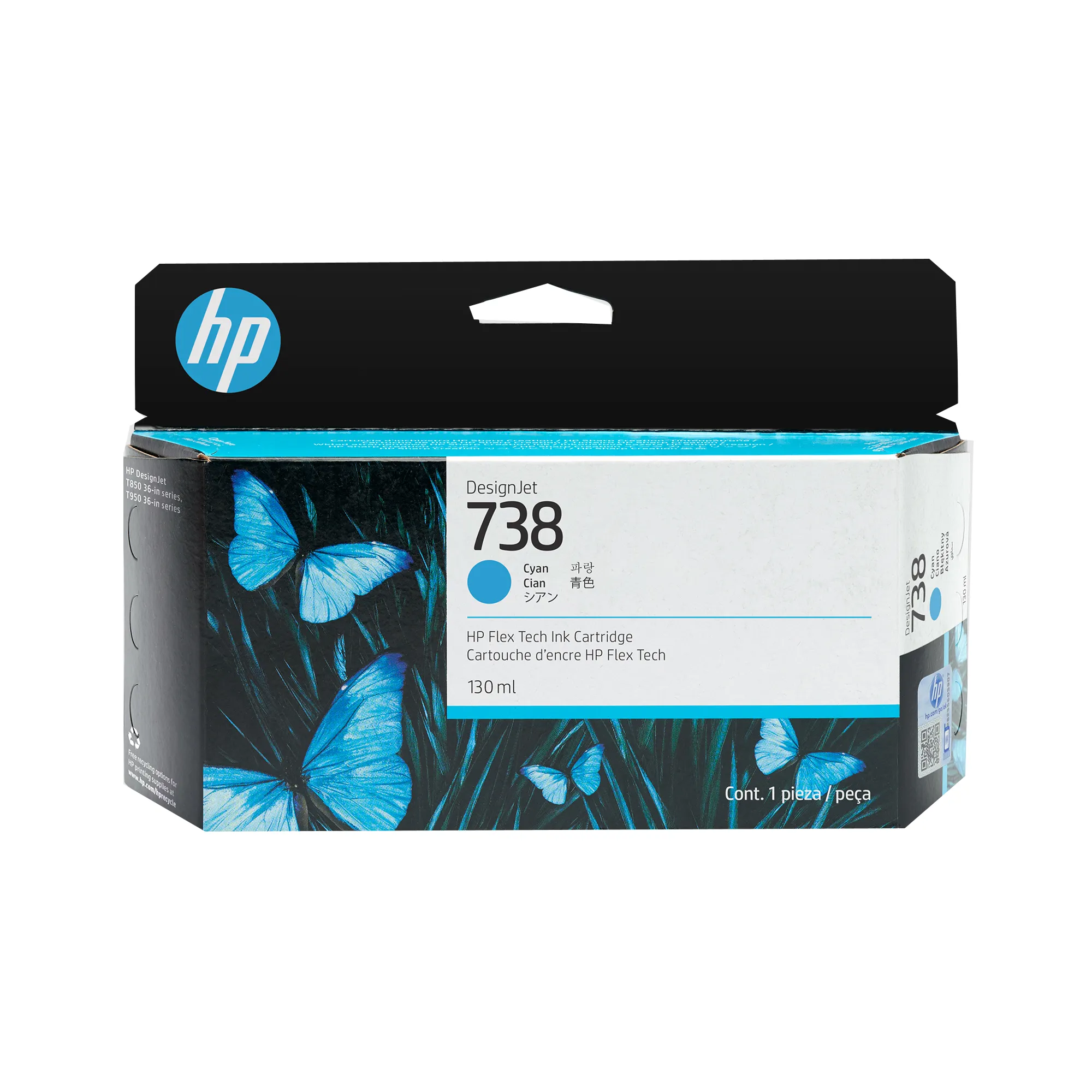 HP 738 bl&auml;ckpatron, 130 ml, cyan