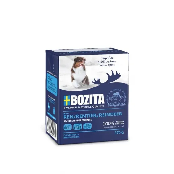 Bozita Reindeer Chunks in Jelly, Wet food for dogs, Adult, Gluten Free, Sugar Free, 370g