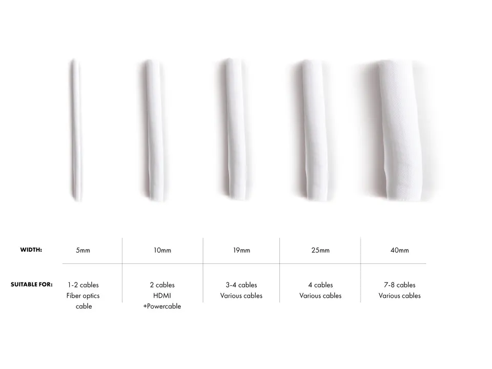 M Universal Cable Sock Roll Self Wrap White 25m L 25mm