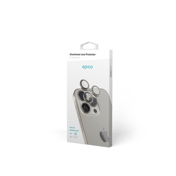 Epico Aluminium Lens, iPhone 15 Pro / 15 Pro Max - kameralinsskydd, Natural Titanium